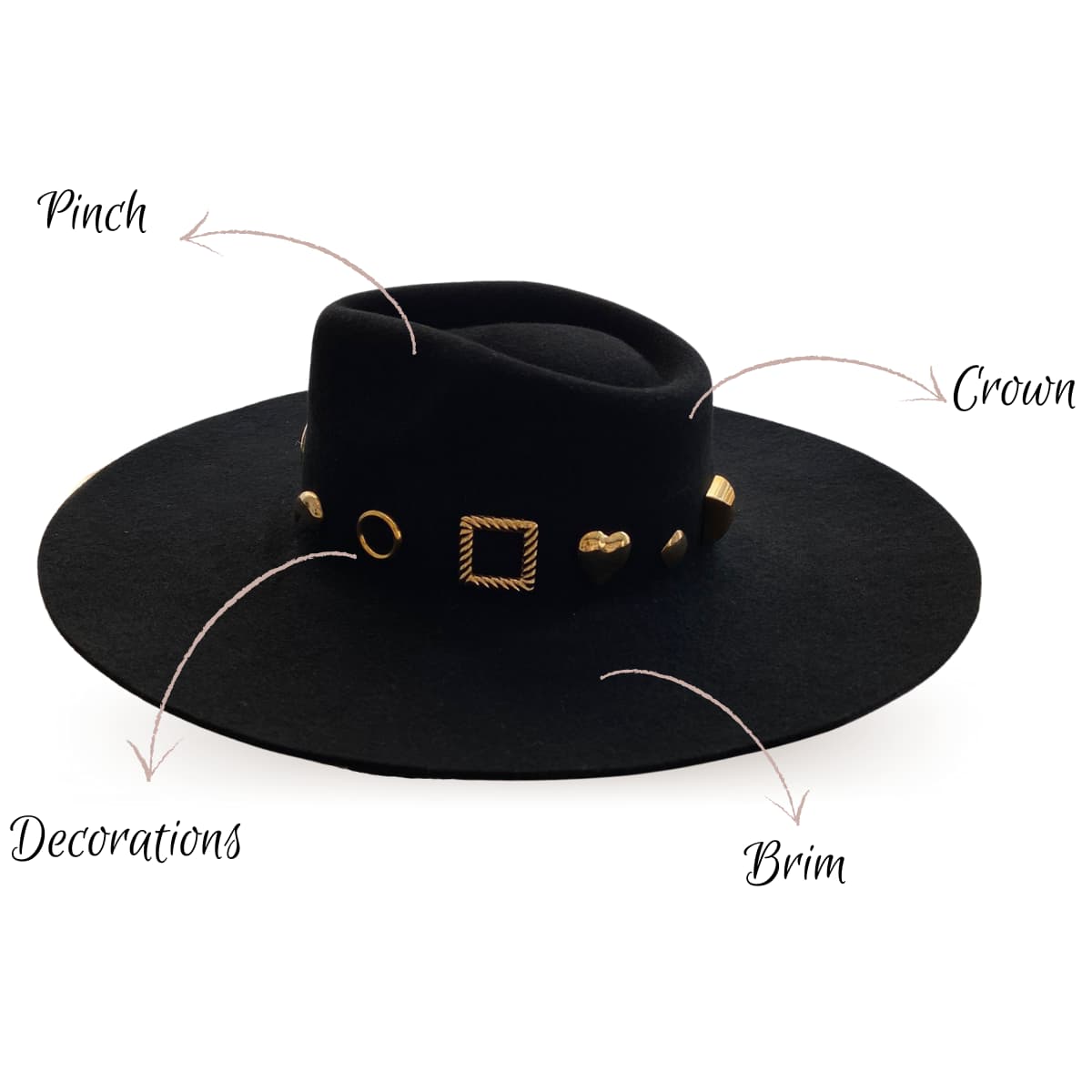 Chaser Wide Brim Black Fedora - Bridal Hat